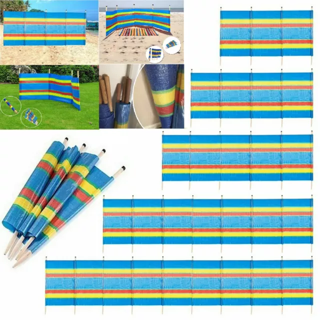 4-10 Pole Windbreak Wind Breaker Blocker Holiday Garden Camping Beach Sun Shade