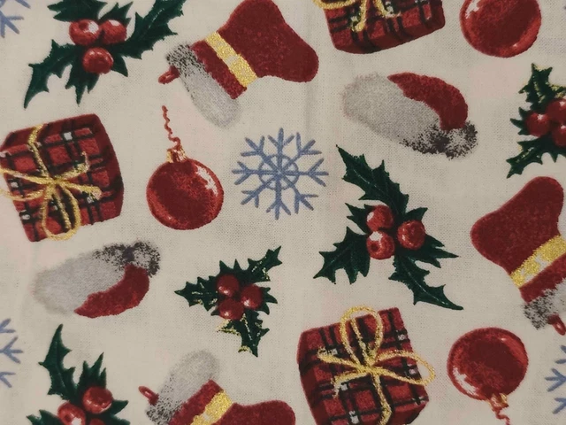 Coupon De Tissu Noël - Motif Animaux Dans La Neige, Coton, Dimensions 49x54 Cm