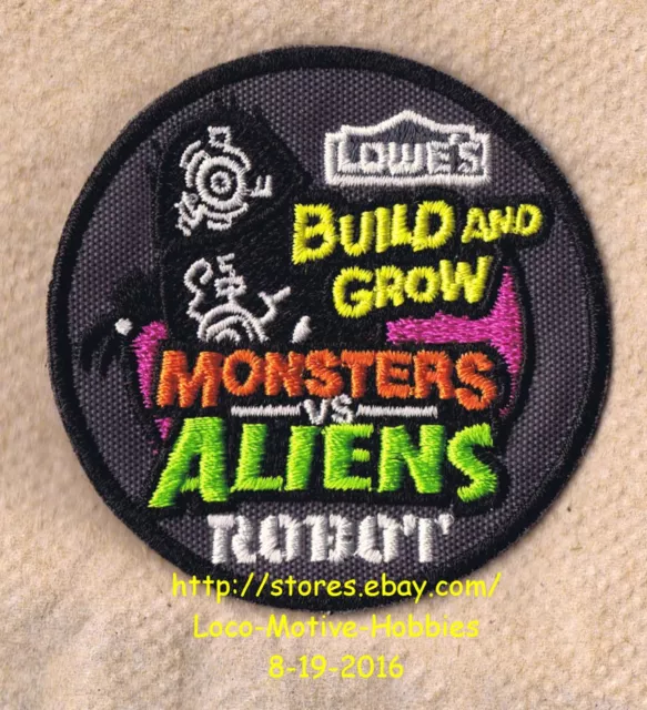 LMH PATCH Badge 2014 MONSTERS vs ALIENS ROBOT  Kids Clinic LOWES Build Grow