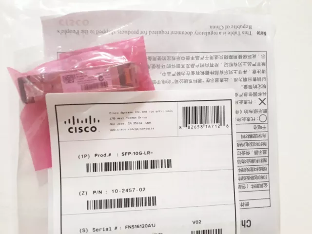 CISCO SFP-10G-LR SFP TRANSCEIVER MODULE 10 km SMF DDM 1310nm (BRAND NEW SEALED)