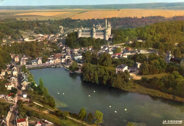 Carte PIERREFONDS Vue aérienne sur le château et l'Etang