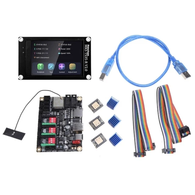 Carte Mère MKS DLC32 V2.1 Pour Machine Gravure Laser - Contrôleur 32 Bits Avec WIFI, écran Tactile 2.4", Pilote A4988 Pour NEMA17/23