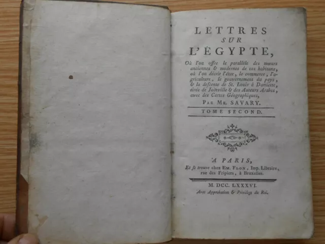 Lettres sur l'Egypte Tome II par Savary 1786 relié