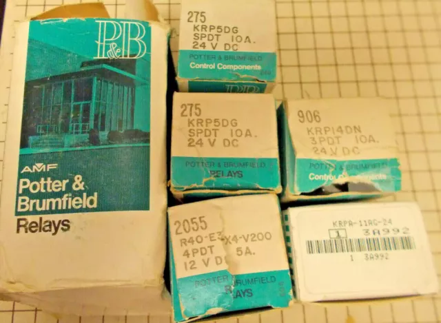 LOT OF 6 Potter & Brumfield Relays NOS