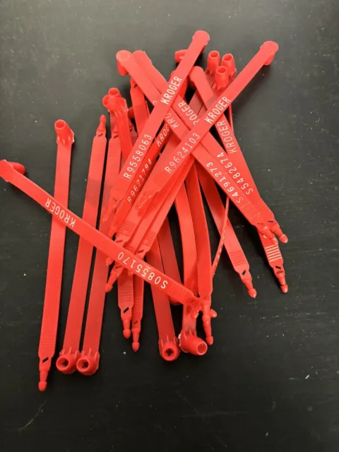 22 RARE Kroger Grocery Store 7” RED ZIP TIES Excellent Condition FS