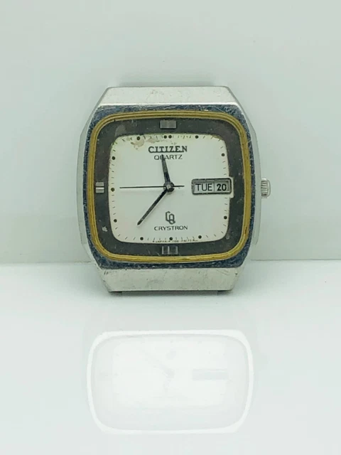 Citizen Quartz Crystron T4-732871K Men Vintage Watch For Parts/Repair.