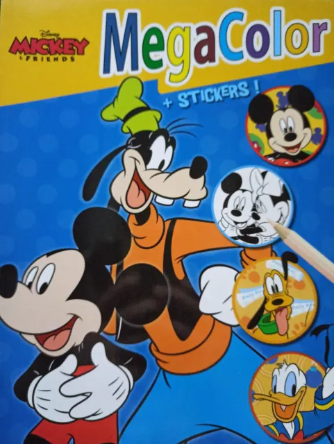 Malbuch Disney Mickey Mouse DIN A4 MegaColor mit 120 Malvorlagen+25 Sticker