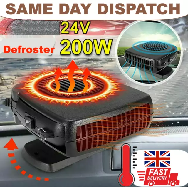 200W Electric Car Cooling Heater 12V Portable Fan Defogger Defroster Demister