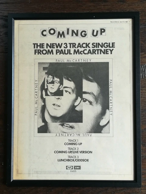 PAUL McCARTNEY "COMING UP" single- framed original A3 music press advert (1980)
