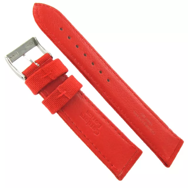 24mm Morellato Padded Stitched Genuine Cordura Canvas Bright Red Watch Band 3