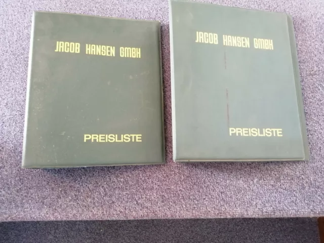 "JACOB HANSEN GMBH PREISLISTE" (2 Ordner von ca. 1965)