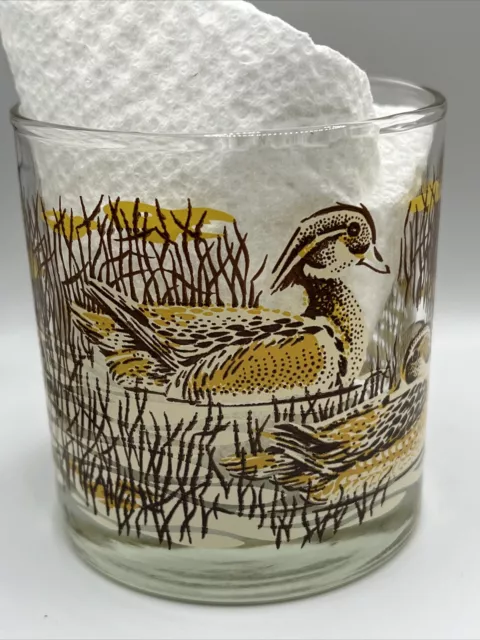 Libbey Bar Glasses Mallard Duck Hunting Lodge Whiskey Low Ball Vtg Set of 4