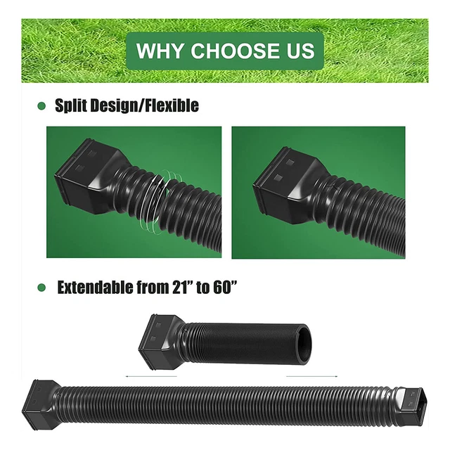 DRAIN PIPE EXTENSION 2160"" Flexible Rain Gutter Fall Pipe Converter