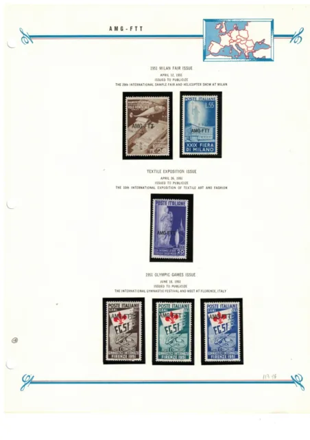 AMG FTT Italy Trieste Zone A 1951 Issues on Bush Album Page MLH