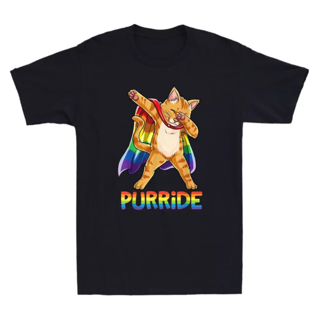 Dabbing Purride Cat Gay Pride LGBT Rainbow Flag Funny Cat Graphic Unisex T shirt