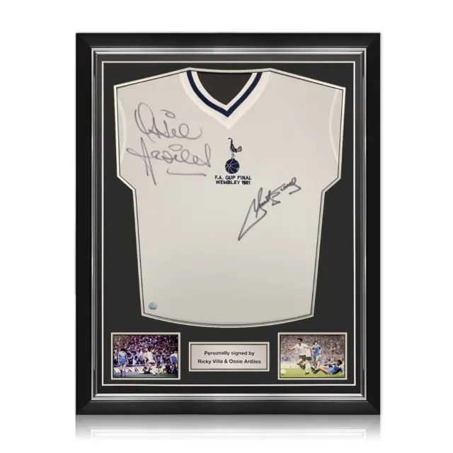 Ossie Ardiles & Ricky Villa Signed Tottenham 1981 Football Shirt. Superior Frame