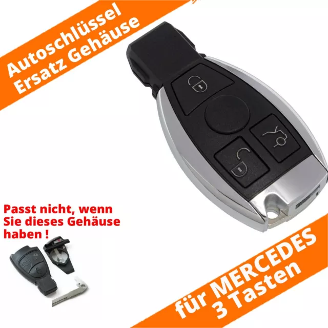 Autoschlüssel 3 Tasten Gehäuse Chrom für Mercedes Benz W204 W221  AMG