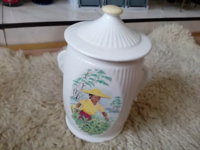 Vintage SylvaC Ware Decorative Ceramic Tea Caddy Storage Pot Vase Lady Farmer