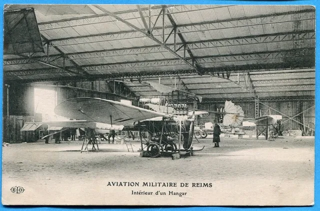 CPA: Reims Military Aviation - Interior of a Hangar