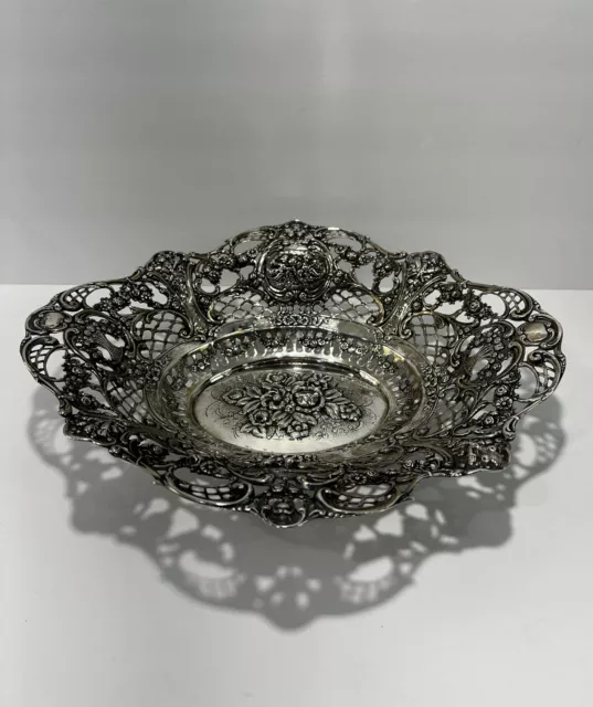 Antique German Repousse Ornate Hanau 800 Silver Basket 620 Grams SEE PICS!