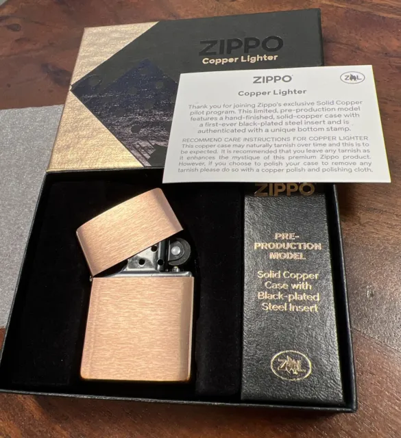 Zippo Windproof Lighter Pre-Production Black Insert SOLID COPPER 2022 NEW