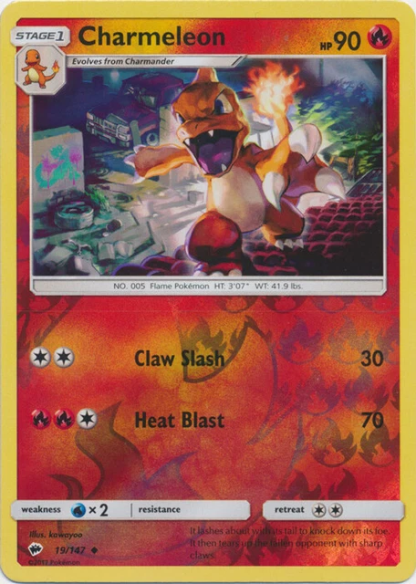 1x Charmeleon - 19/147 - Uncommon - Reverse Holo NM-Mint Pokemon SM03 - Burning