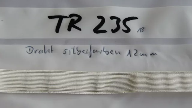 Bordüre Tresse Linientresse Gardelitze Draht silbern 12mm 1Meter (TR235)