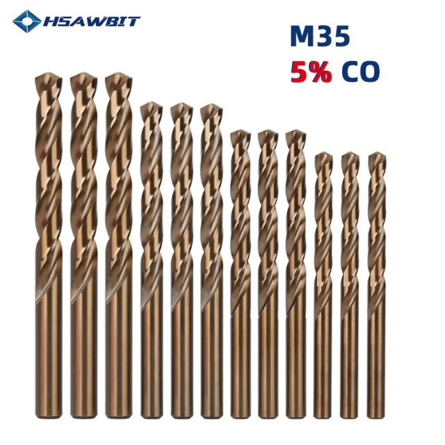 HSS M35 5%Cobalt Twist Drill Bits 1.0-13mm Straight Shank Hole Saw Metal Drills