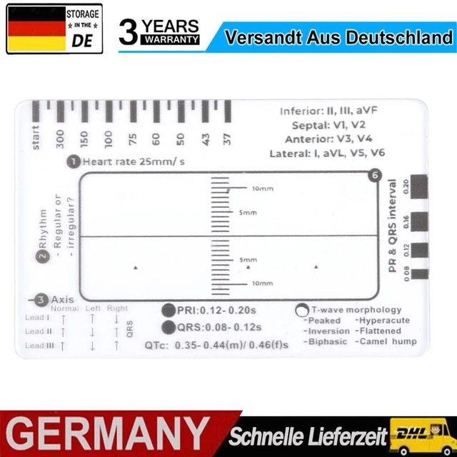 EKG Lineal - Select: EKG-Lineal + EKG-Werte Karte + Infarkt-Stadien