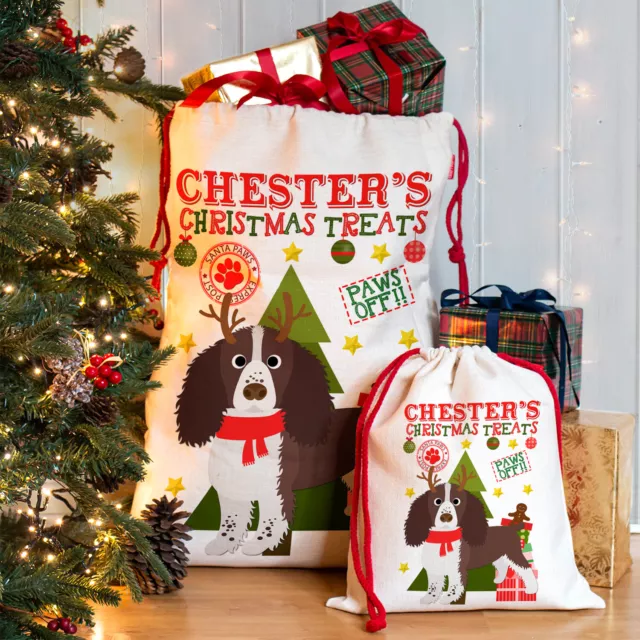 Springer Spaniel Christmas Sack Personalised Dog Santa Bag Puppy Stocking CDS81Z