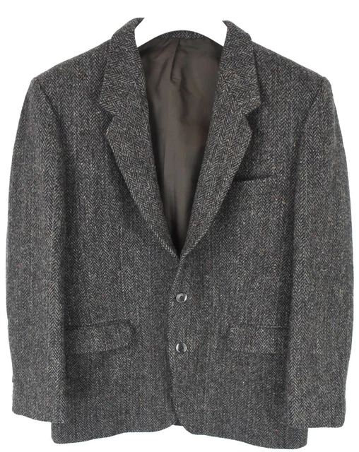 Harris Tweed Giacca Uomo ~ Grande Lana Singolo Petto con Motivo Foderato