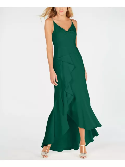 ADRIANNA PAPELL Womens Green Sleeveless V Neck Maxi Formal Hi-Lo Dress 6