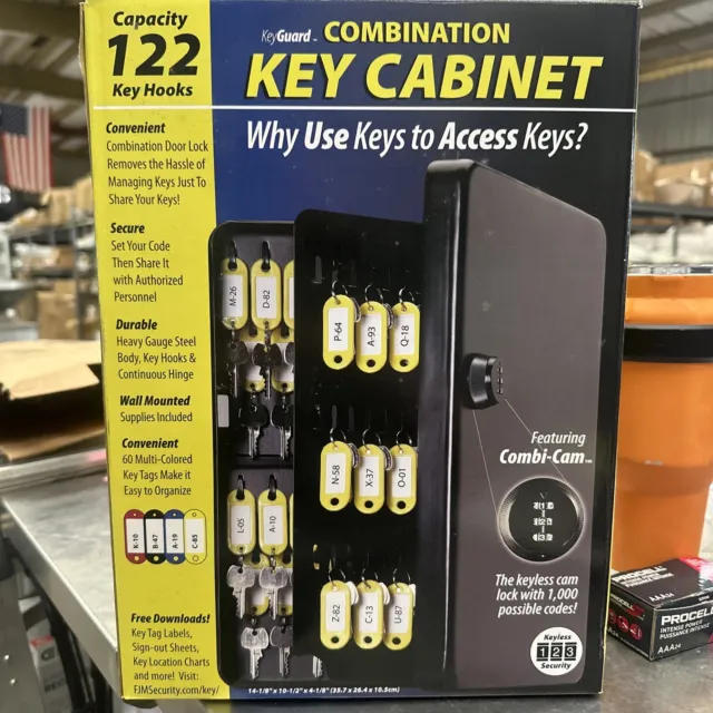 KeyGuard Key Cabinet | #SL-9122 122 Key Hooks Black Finish