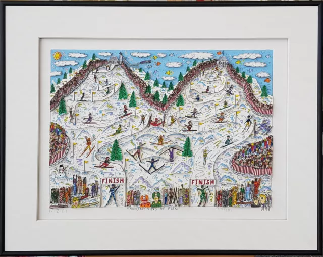 James Rizzi handsigniert "MOUNTAINS OF FUN" 3D Konstruktion von 1998