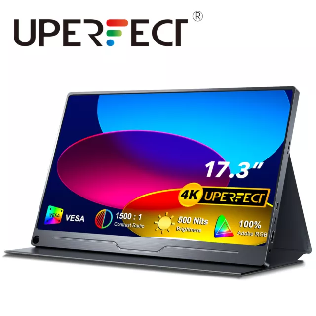 UPERFECT Portable Monitor 4K 17,3" Tragbarer Bildschirm Display 100% Adobe RGB