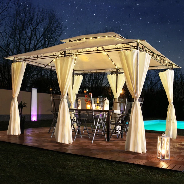 LED - Pavillon 3x4m Garten Pavilon Designer Pavillion Gartenzelt Solar Pavilion