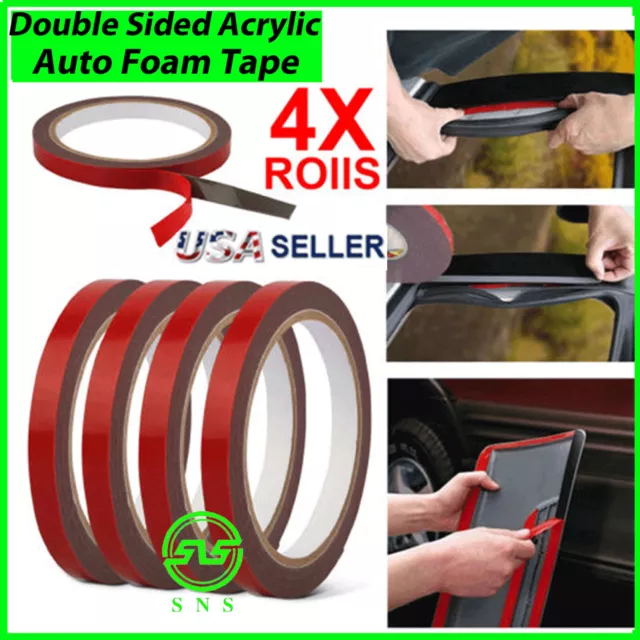 4X Auto Tape Acrylic Foam Double Sided Back Mounting Adhesive 3m x 10mm Car 10ft
