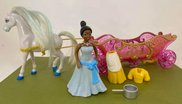 Polly Pocket - Disney Princess -THE FROG PRINCE -Tiana Mini Doll Playset Lot #2