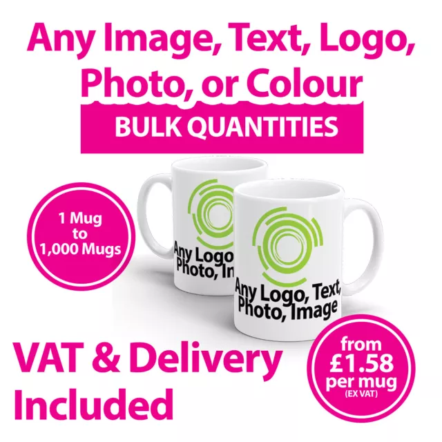 Promotional Mug / Cup - Any Image, Text or Logo - Personalised Mugs - Printed