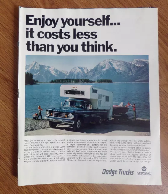 1967 Dodge Trucks Ad  Dodge D200 Camper Special Pickup  Boat Landing Mountains