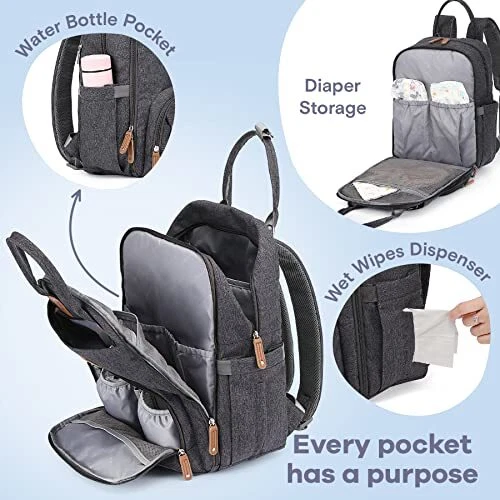 RUVALINO Diaper Bag Backpack Multifunction Travel Back Pack Maternity Baby Ch... 3