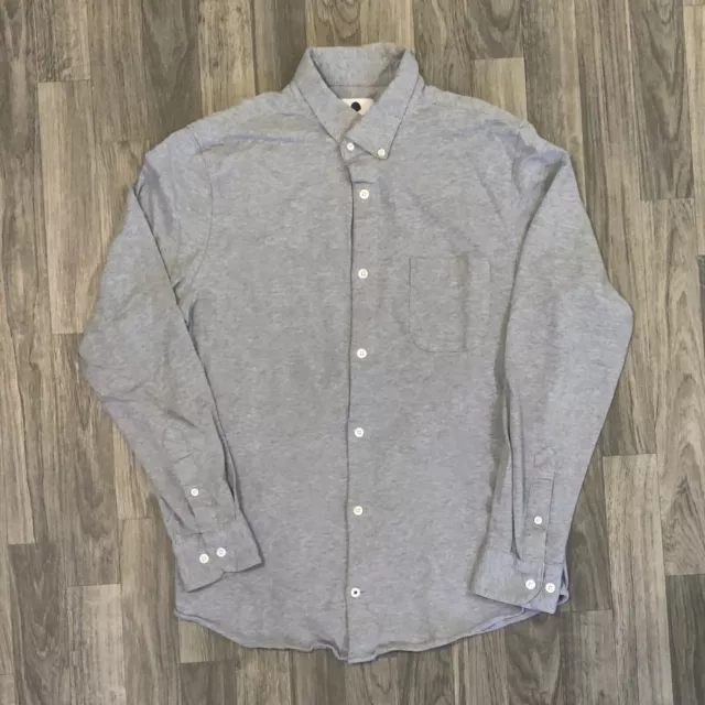 NN07 No Nationality Men's Medium Slim Grey Jersey Button Down