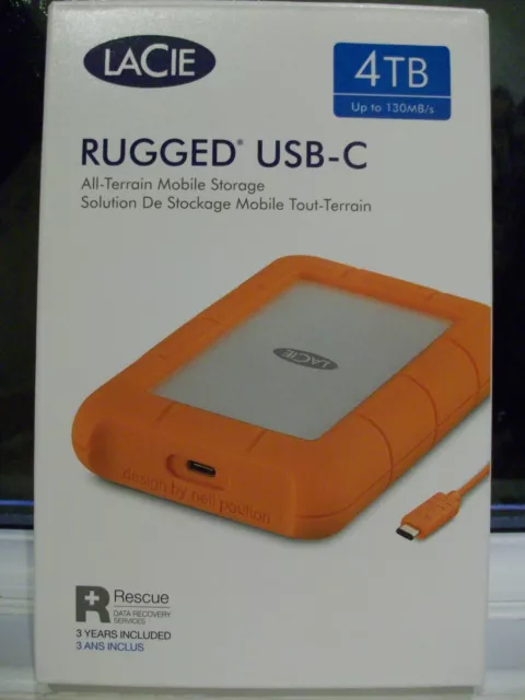 LaCie Rugged 4TB, USB C Hard Drive