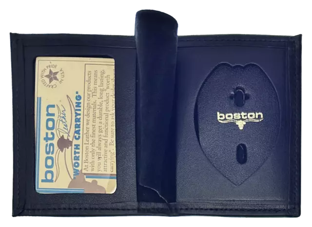 BOSTON LEATHER BOOK STYLE BADGE CASE: Shield Cutout (100-S-4145)