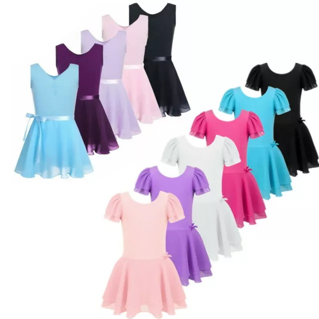 Kids Girls Tutu Ballet Dance Dress Leotard Skirt Gymnastics Dancewear Costume