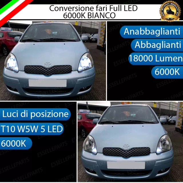 Conversione Fari Led Toyota Yaris Mk1 Kit Led H4 + Led Posizione T10 6000K