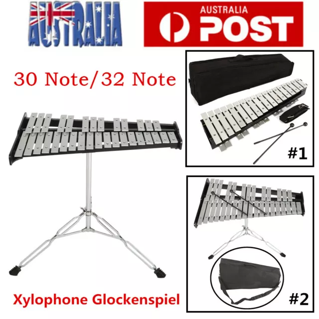 30/32 Note Glockenspiel Xylophone Bell Kit with Carrying Bag and 2 Mallets