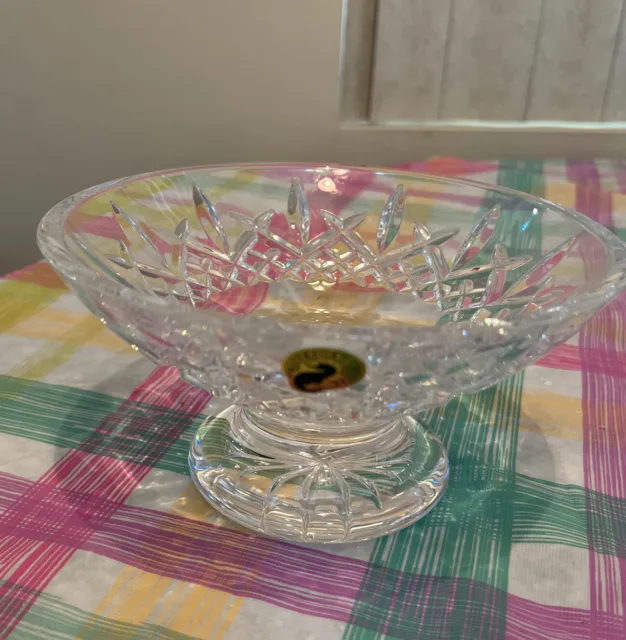 Vintage Waterford Glenmede cut crystal footed compote/candy bowl 6” With Box