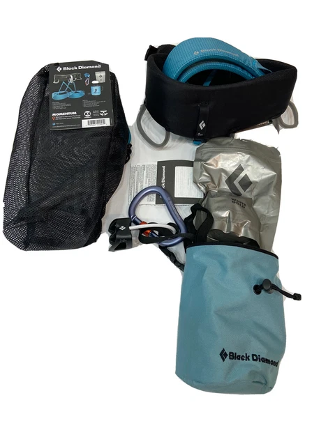 Black Diamond Women's Momentum Package Harness Belay Carabiner Chalk and Bag XS