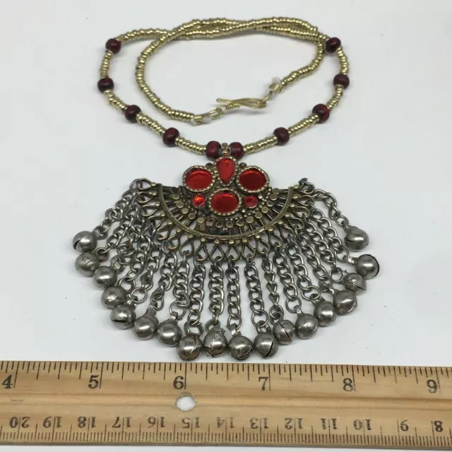 Kuchi Necklace Afghan Ethnic Tribal Fashion Red Color Glass ATS Necklace KN447 3